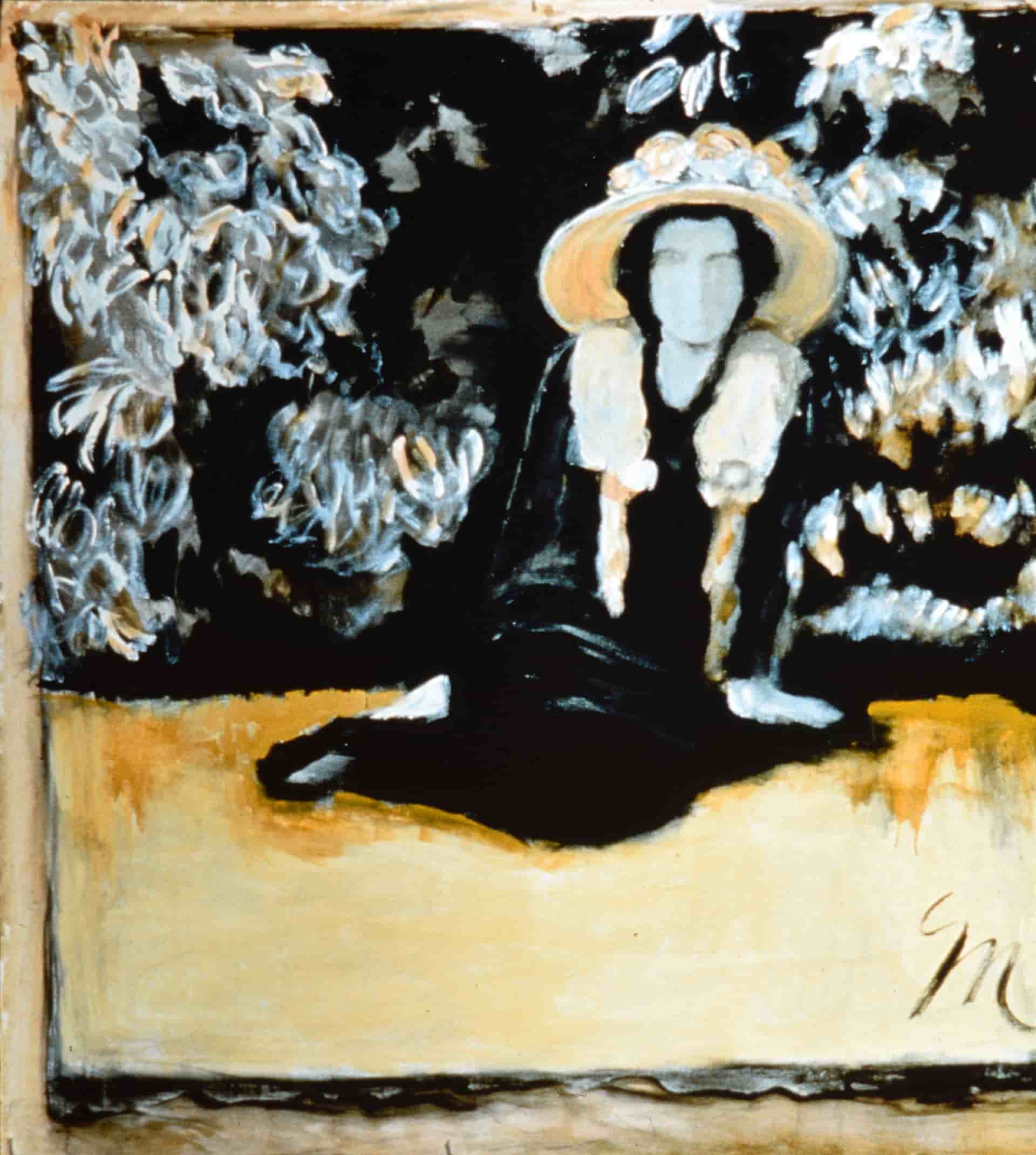 Girl With Hat On Yellow Field